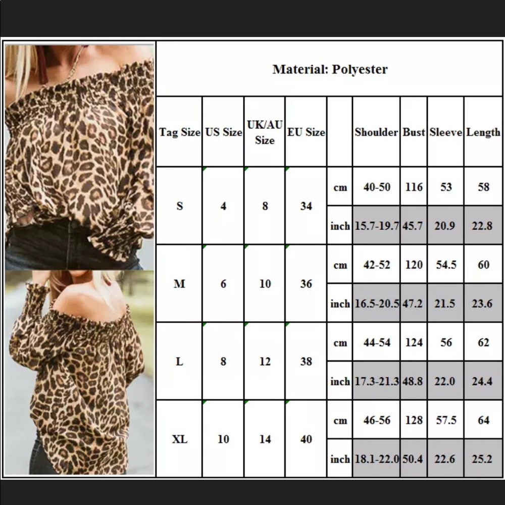 Off-Shoulder, Leopard-Print, Top - Picture 6 of 6